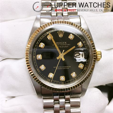 rolex 1601 black onyx hands|Rolex 1601 diamond.